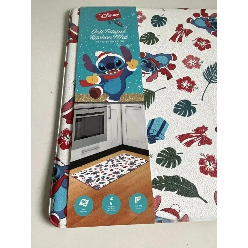 Disney Stitch Anti Fatigue Kitchen Mat 18 X 30”‎ Christmas Santa Hat Holiday NEW